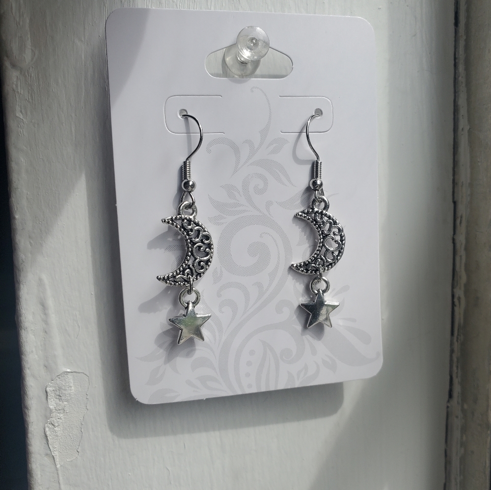 Moon and star earrings